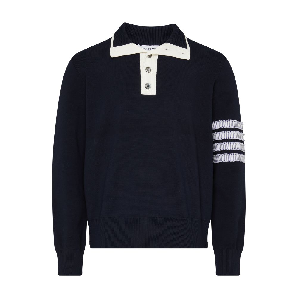 Thom Browne 4-Bar stripe mock neck sweater