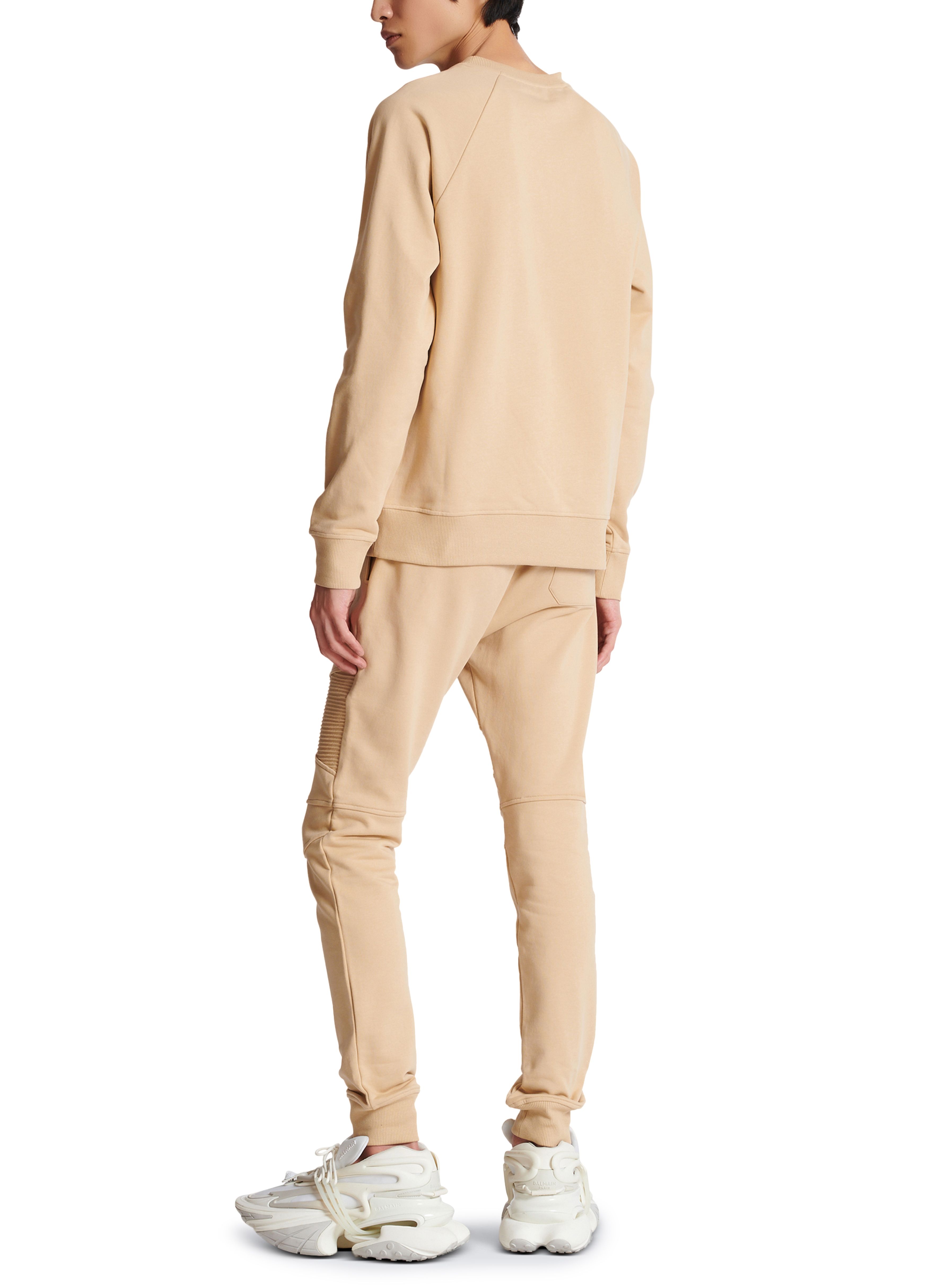 Balmain Eco-designed flocked cotton sweatshirt with small Balmain Paris logo