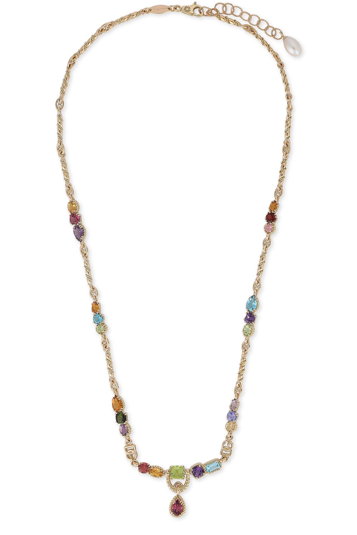 Dolce & Gabbana 18kt yellow gold necklace with multicolored fine gemstones