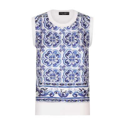 Dolce & Gabbana Sleeveless silk and twill sweater