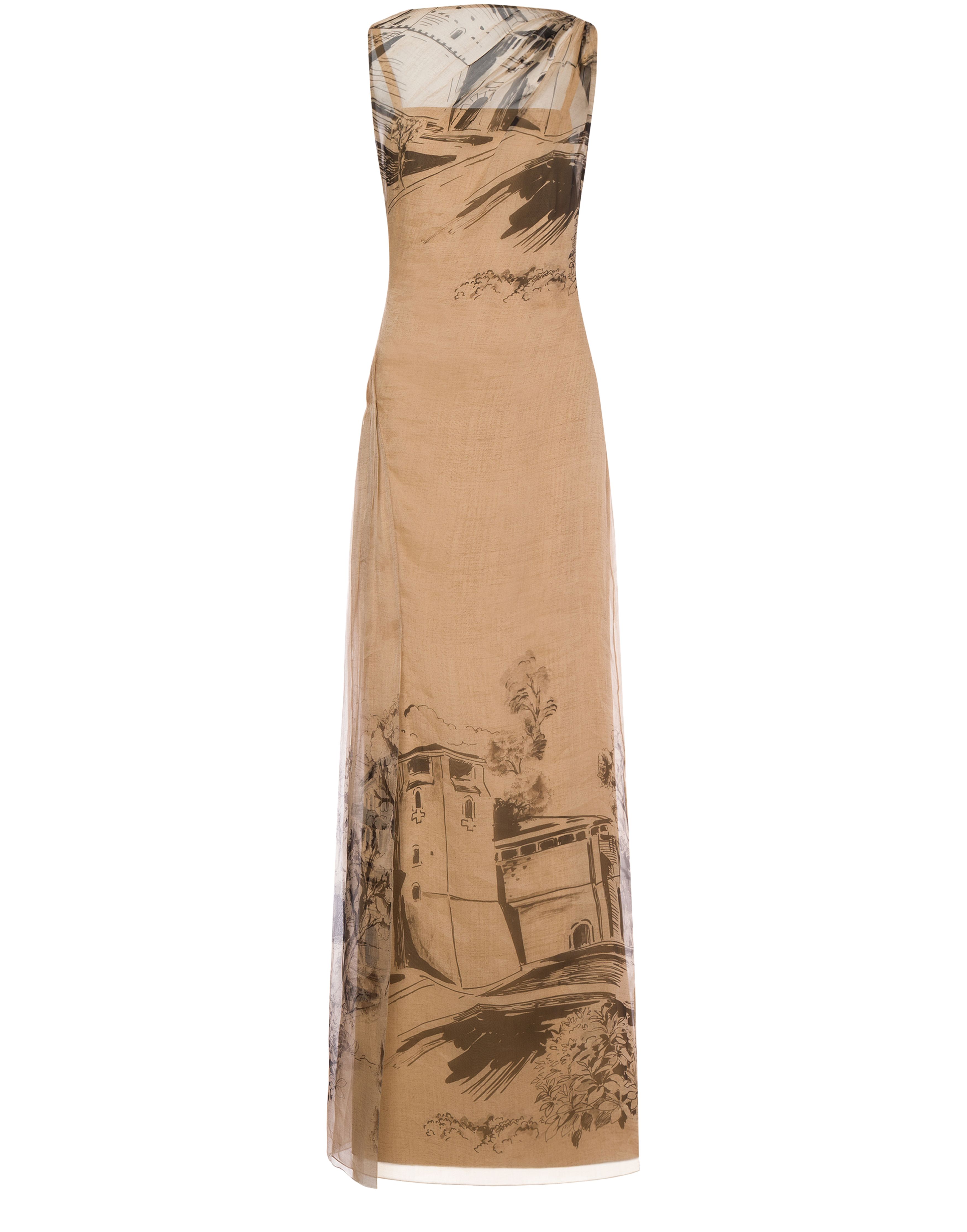 Alberta Ferretti Silk organza dress with castle print