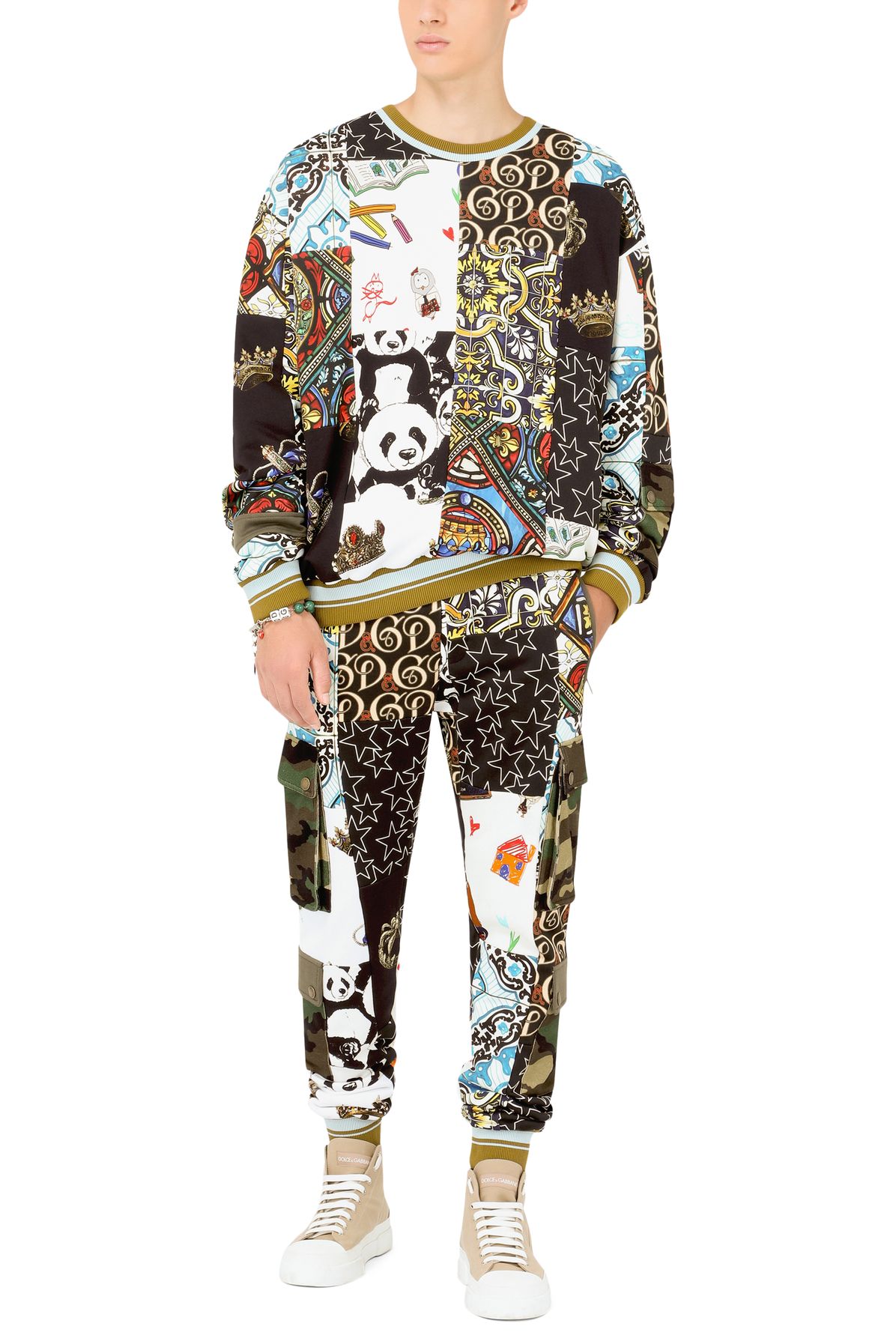 Dolce & Gabbana Patchwork cotton jogging pants