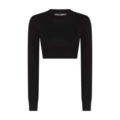 Dolce & Gabbana Cropped round-neck silk pullover