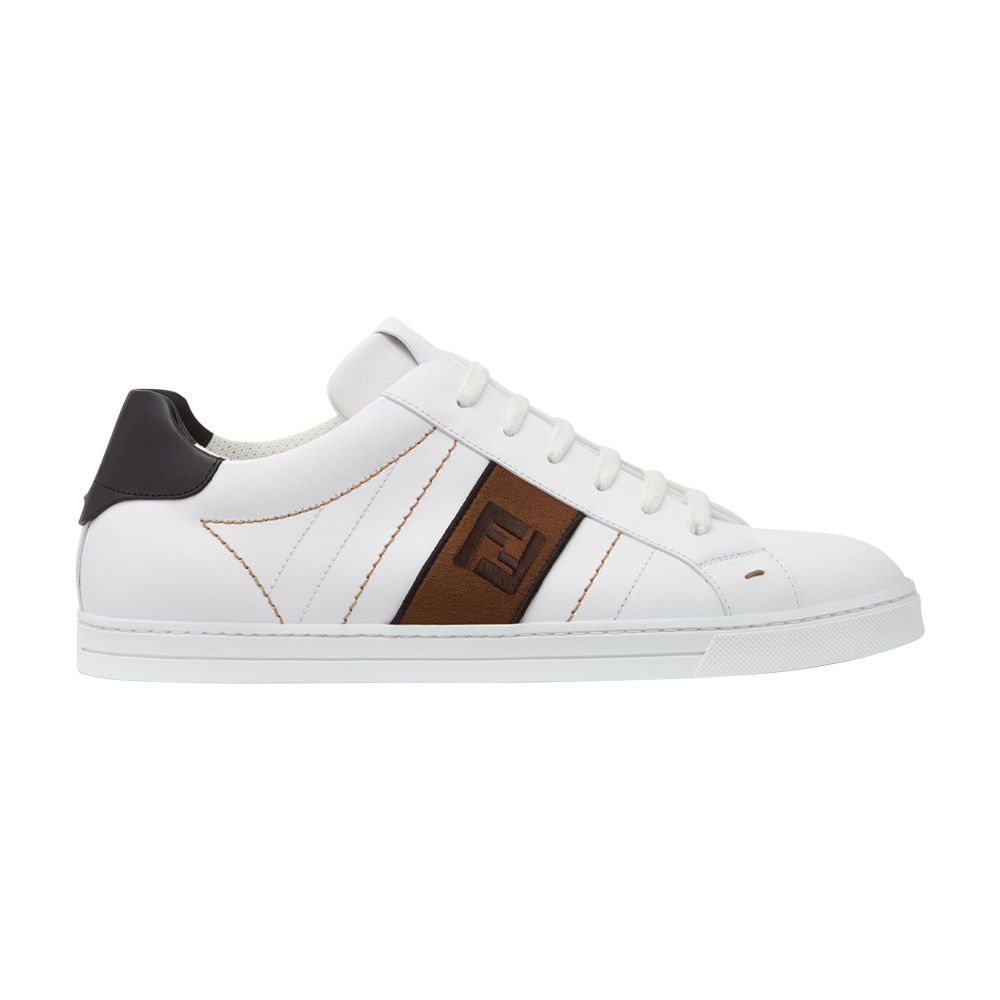 FENDI White leather low-tops