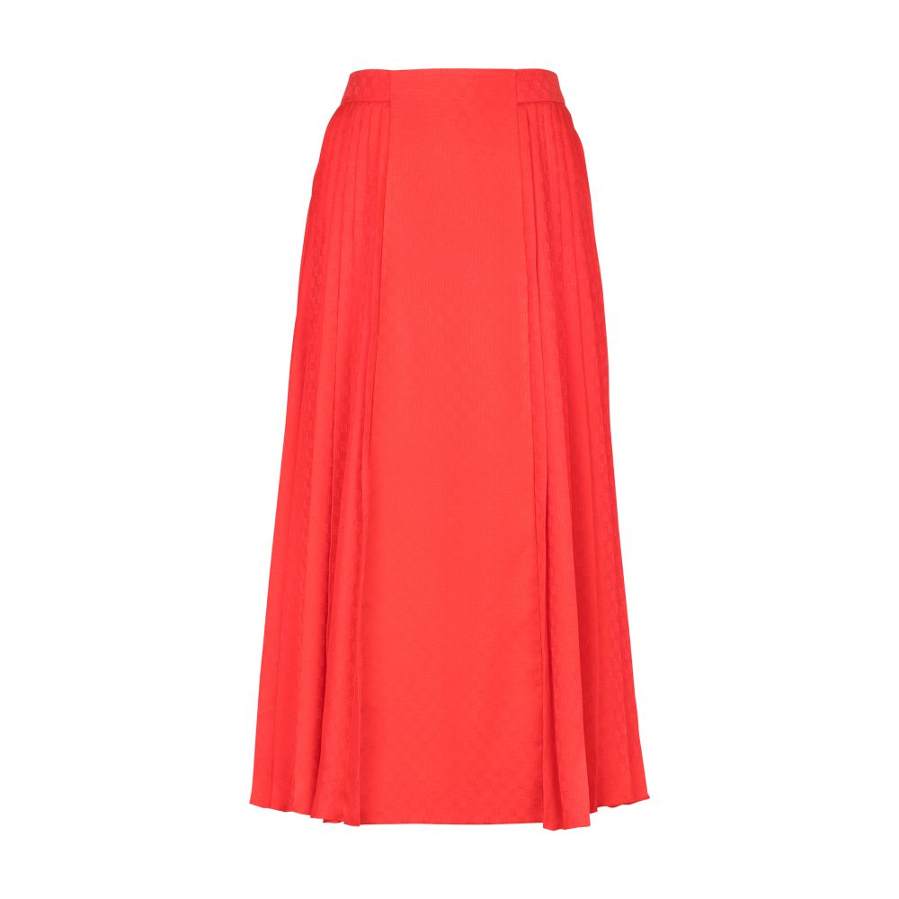 Balmain Mini Monogram Pleated Midi Skirt