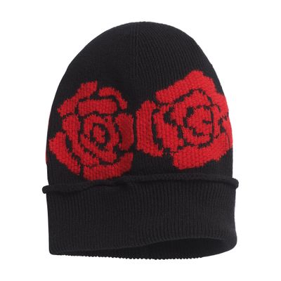 Barrie Beanie in cashmere and wool with a rose motif