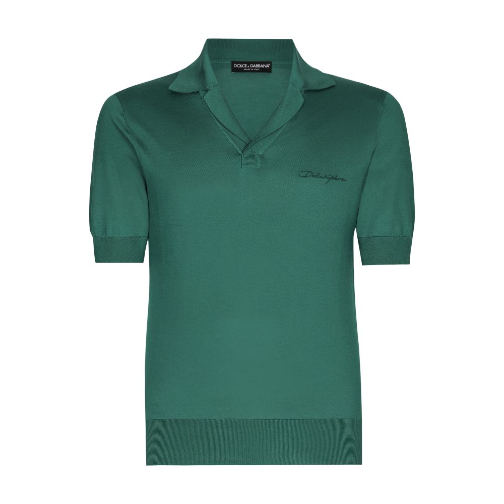 Dolce & Gabbana Silk polo-shirt with signature