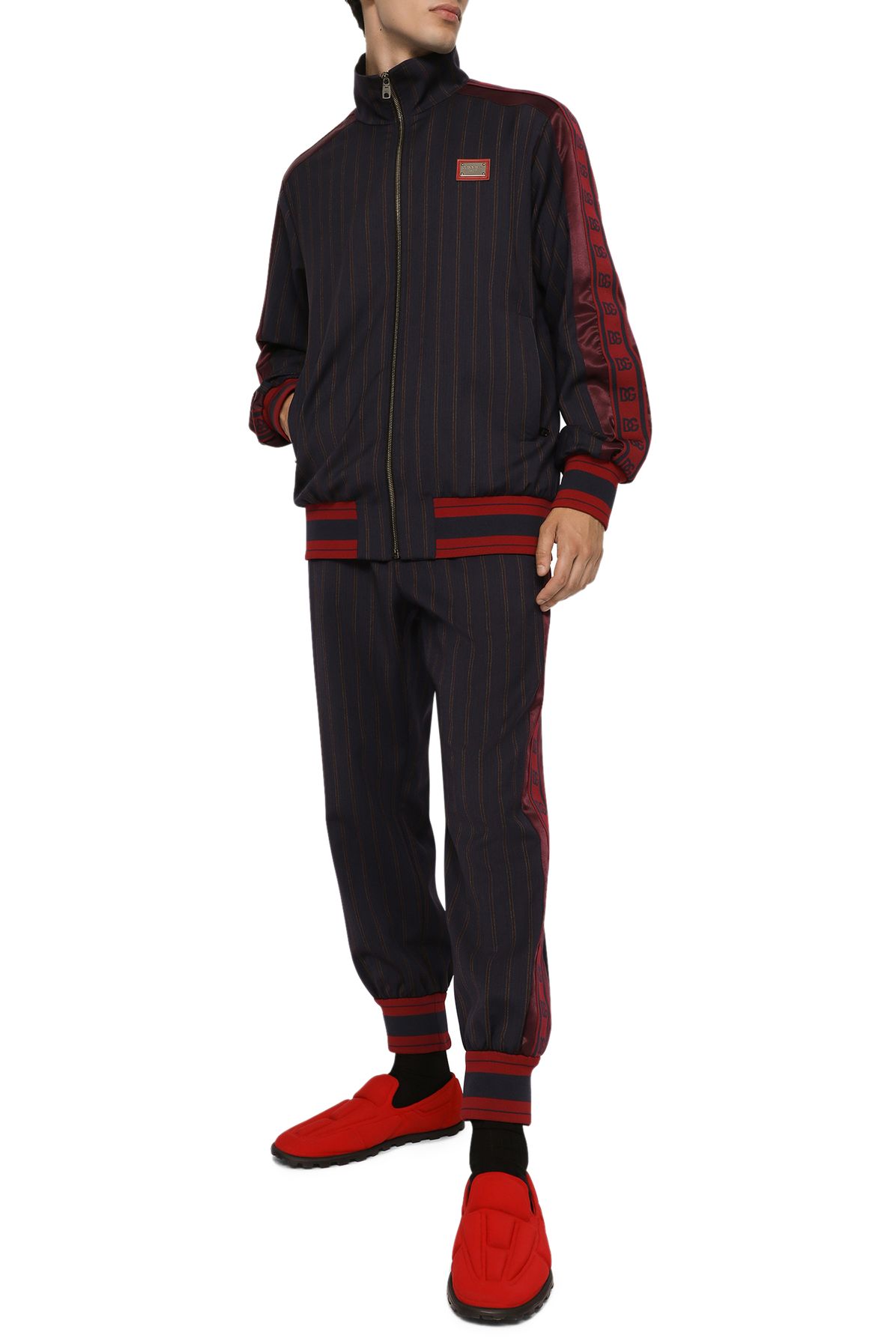 Dolce & Gabbana Pinstripe jogging pants with branded bands