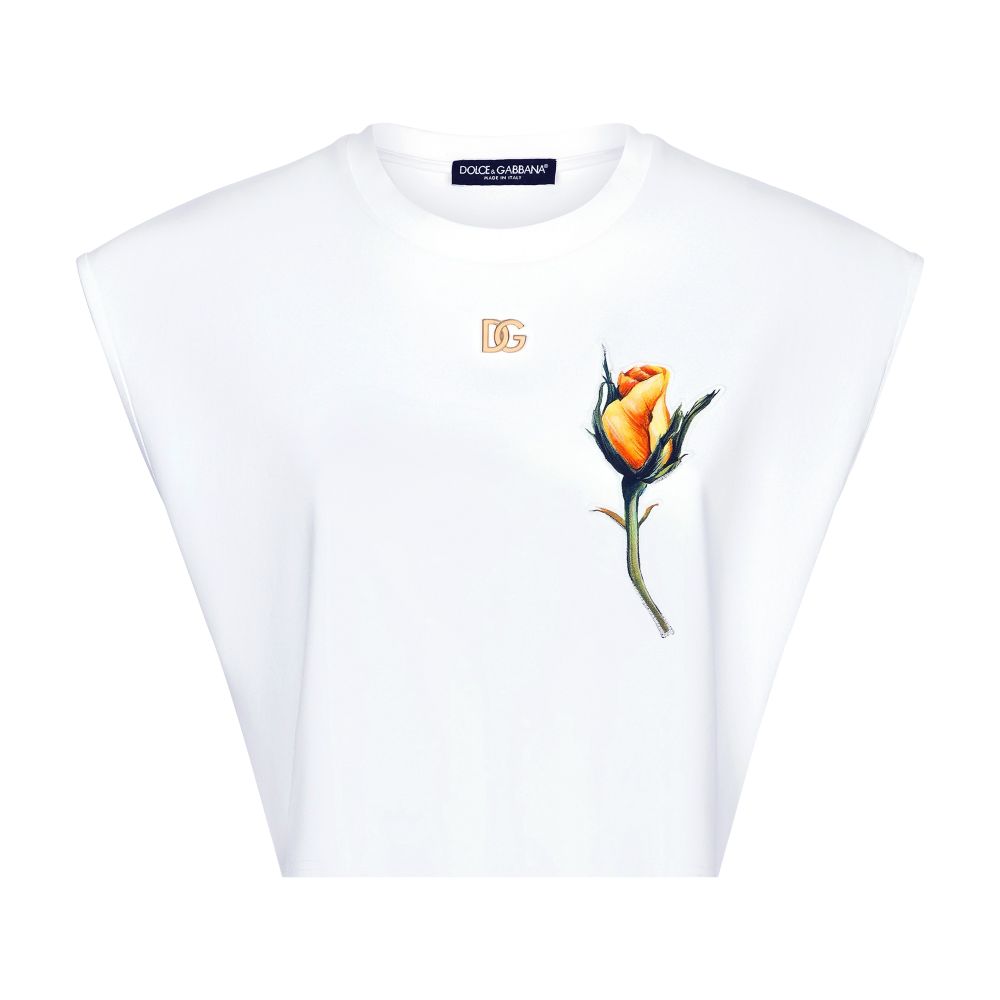 Dolce & Gabbana Cropped jersey t-shirt with DG logo