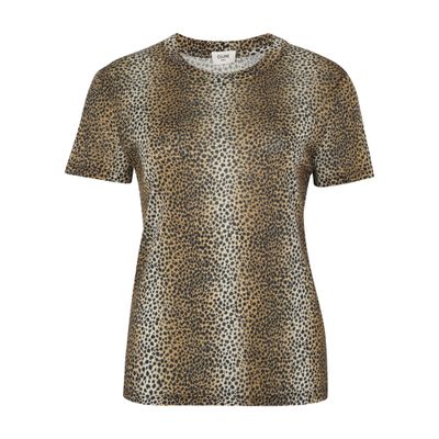 Celine Classic Crew Neck T-Shirt in Leopard Printed Silk Jersey
