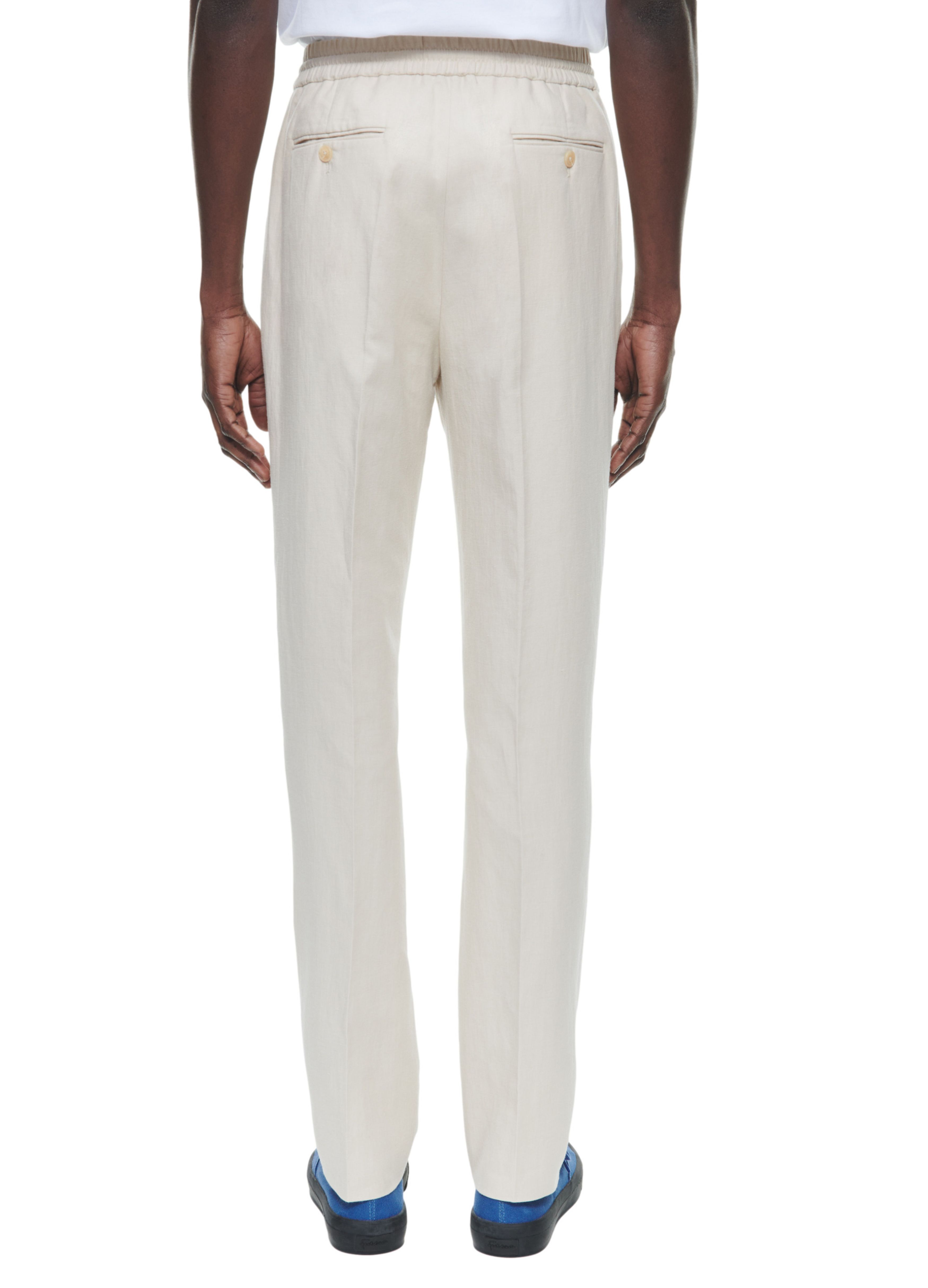  Cotton and linen pants with elasticized waist