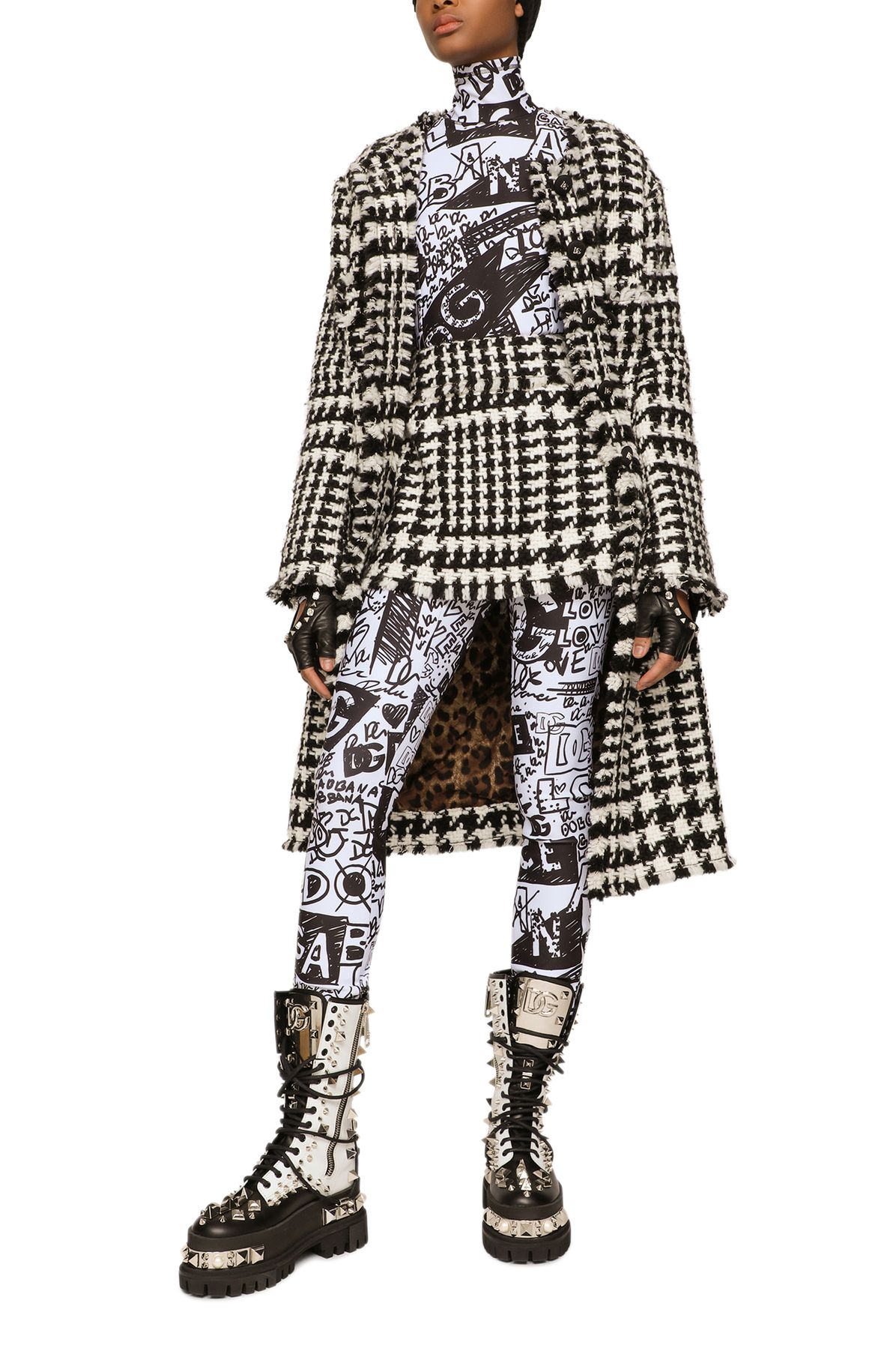 Dolce & Gabbana Single-breasted houndstooth coat