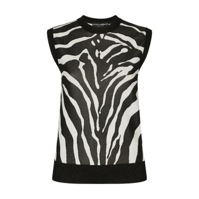 Dolce & Gabbana Sleeveless viscose zebra sweater