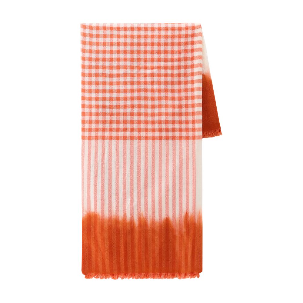 Woolrich Wool and cotton blend scarf with micro-check pattern