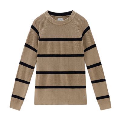 Woolrich Striped crewneck sweater in pure cotton