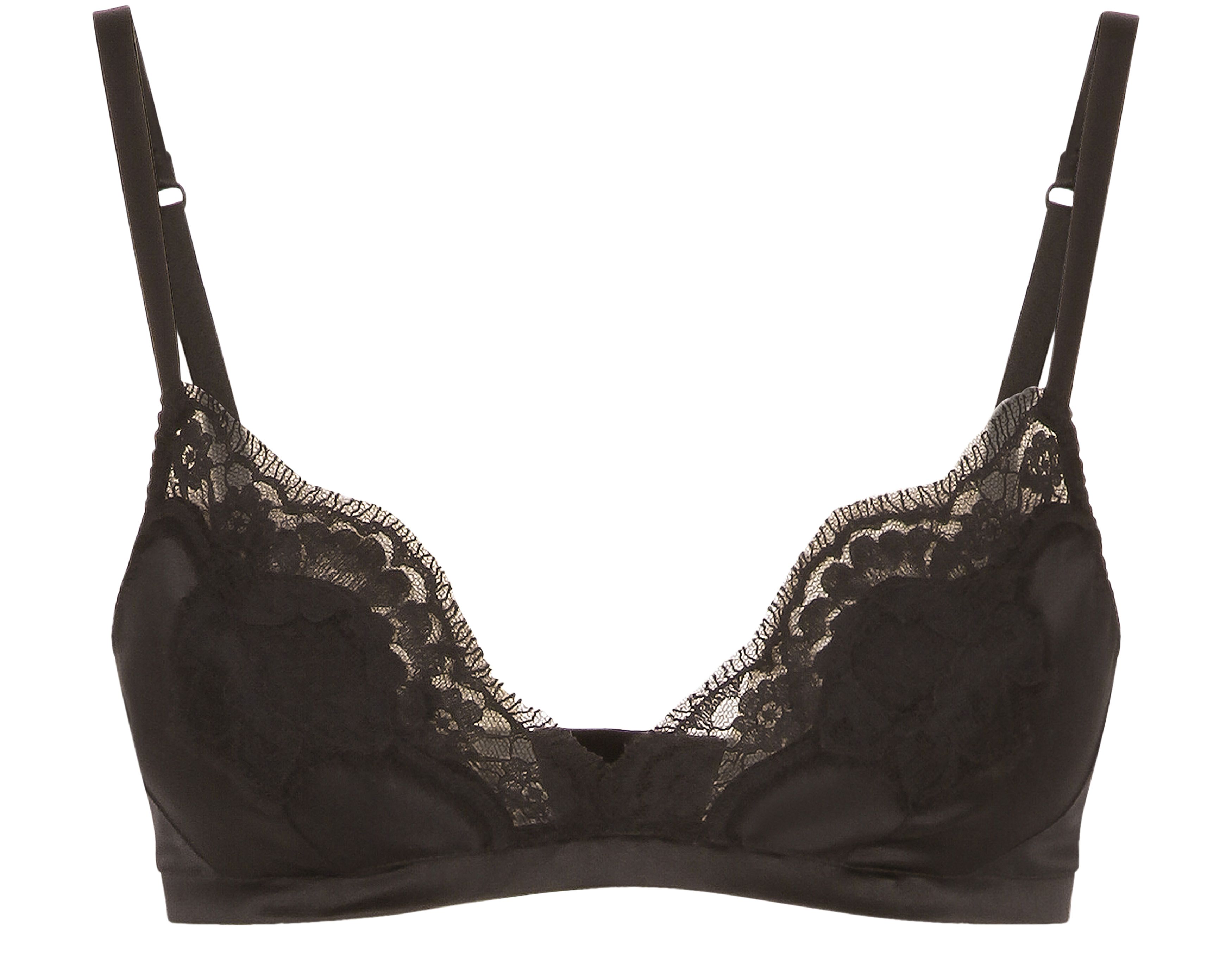 Dolce & Gabbana Soft-cup satin bra with lace detailing