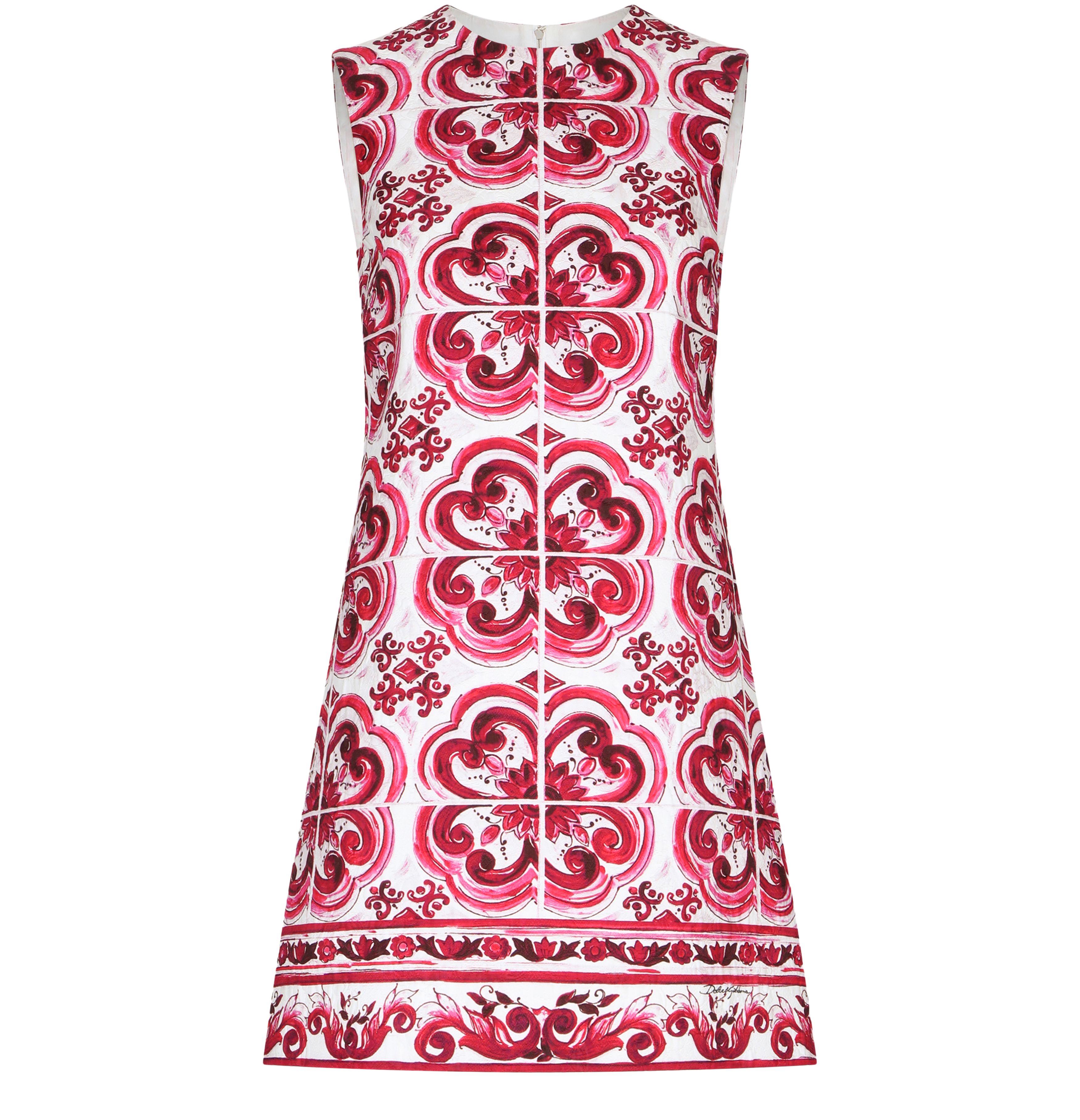 Dolce & Gabbana Short Dress In Majolica Print Brocade