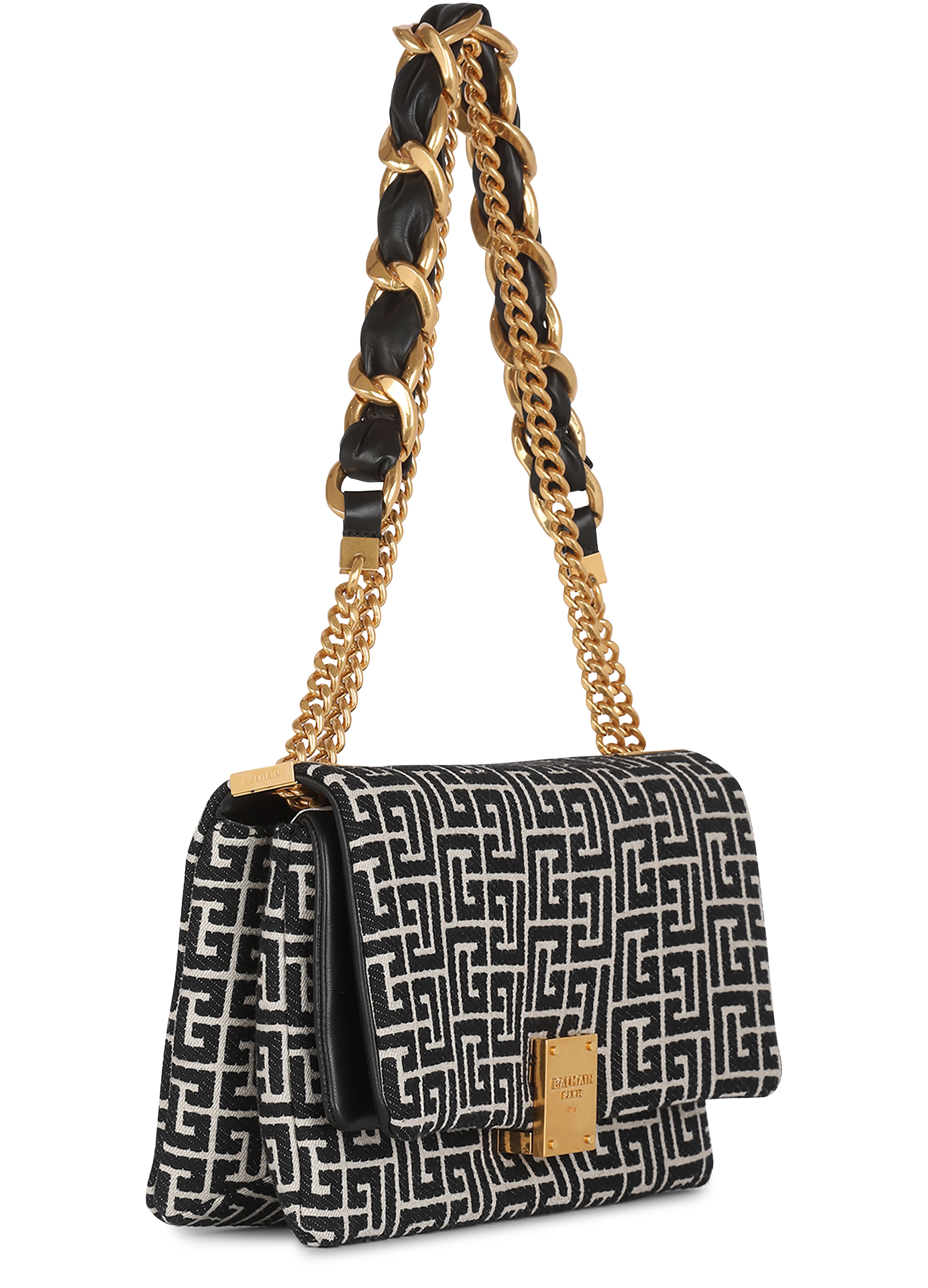 Balmain 1945 Soft bag with jacquard monogram