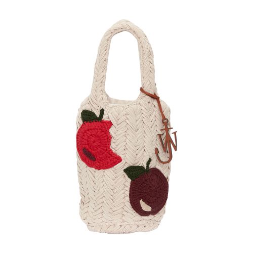  Knitted Shopper Tote Bag With Apple Motif