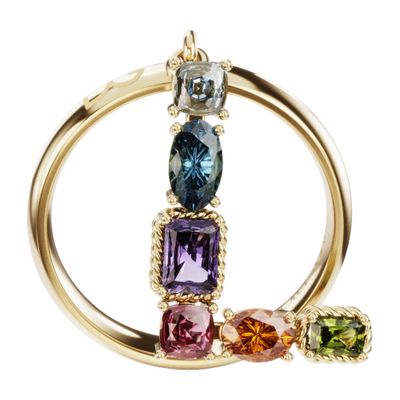 Dolce & Gabbana Rainbow alphabet L ring in yellow gold with multicolor fine gems