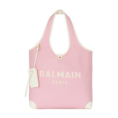 Balmain B-Army canvas and leather grocery bag