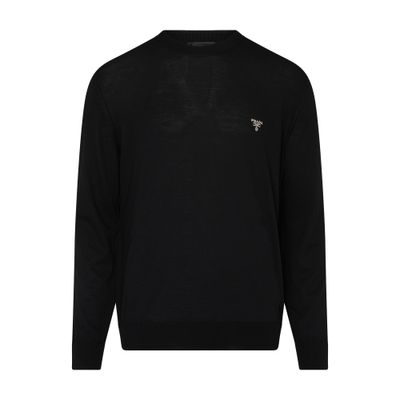 Prada Round neck sweater in extra fine wool