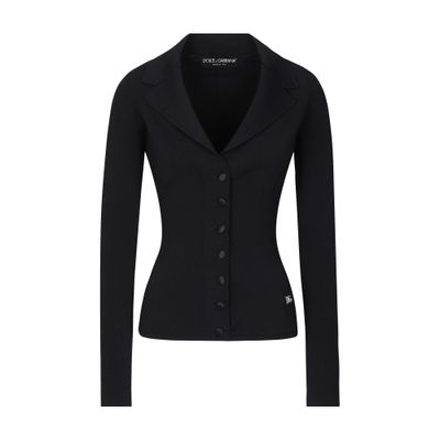 Dolce & Gabbana Viscose knit short jacket with logo