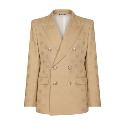 Dolce & Gabbana Tailored double-breasted cotton jacket with jacquard DG details