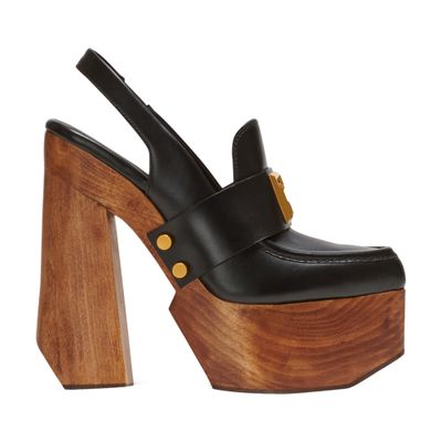 Balmain Bonnie leather and wood platform loafer