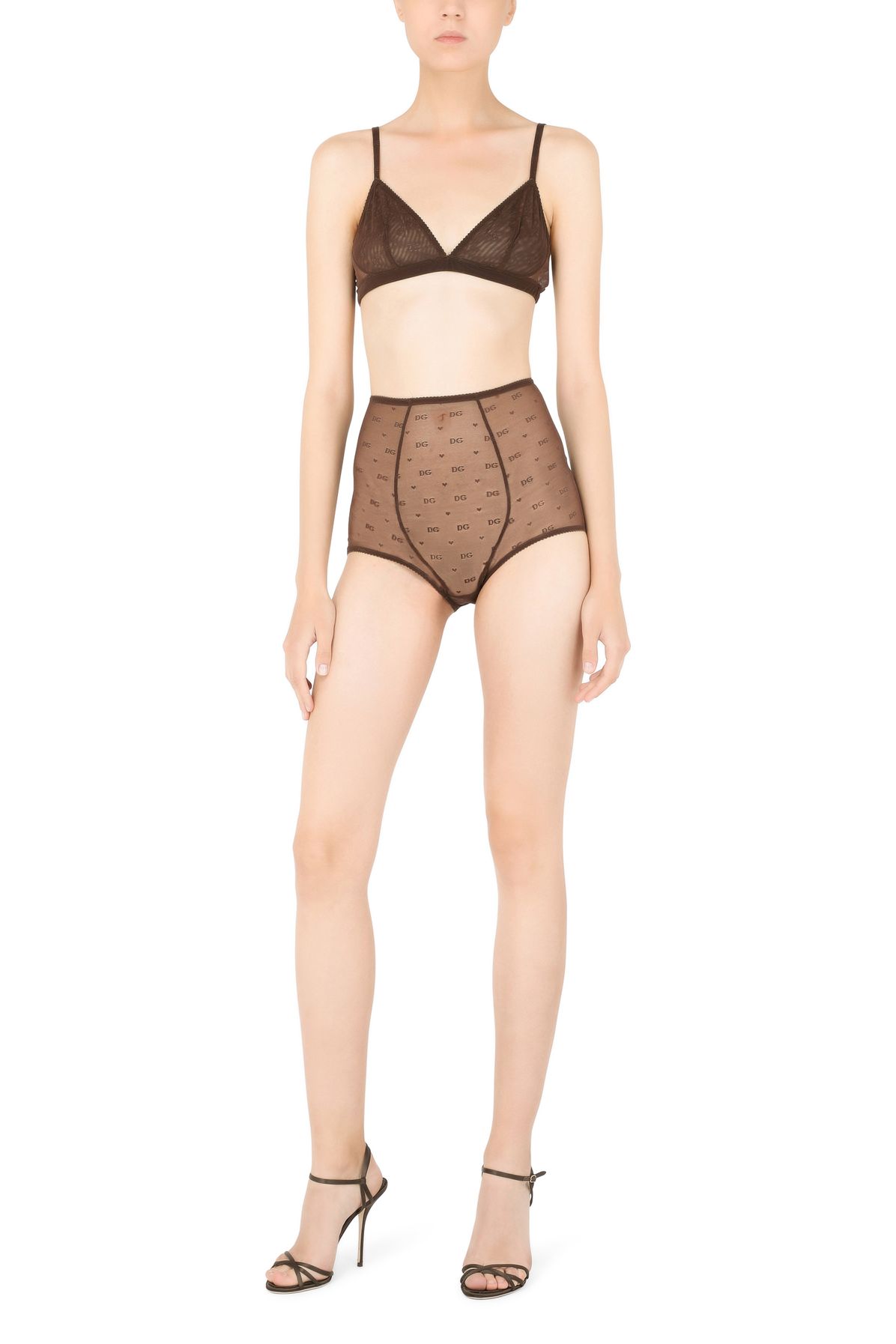 Dolce & Gabbana High-waisted jacquard tulle panties