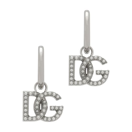 Dolce & Gabbana Single logo earring with pearl accents