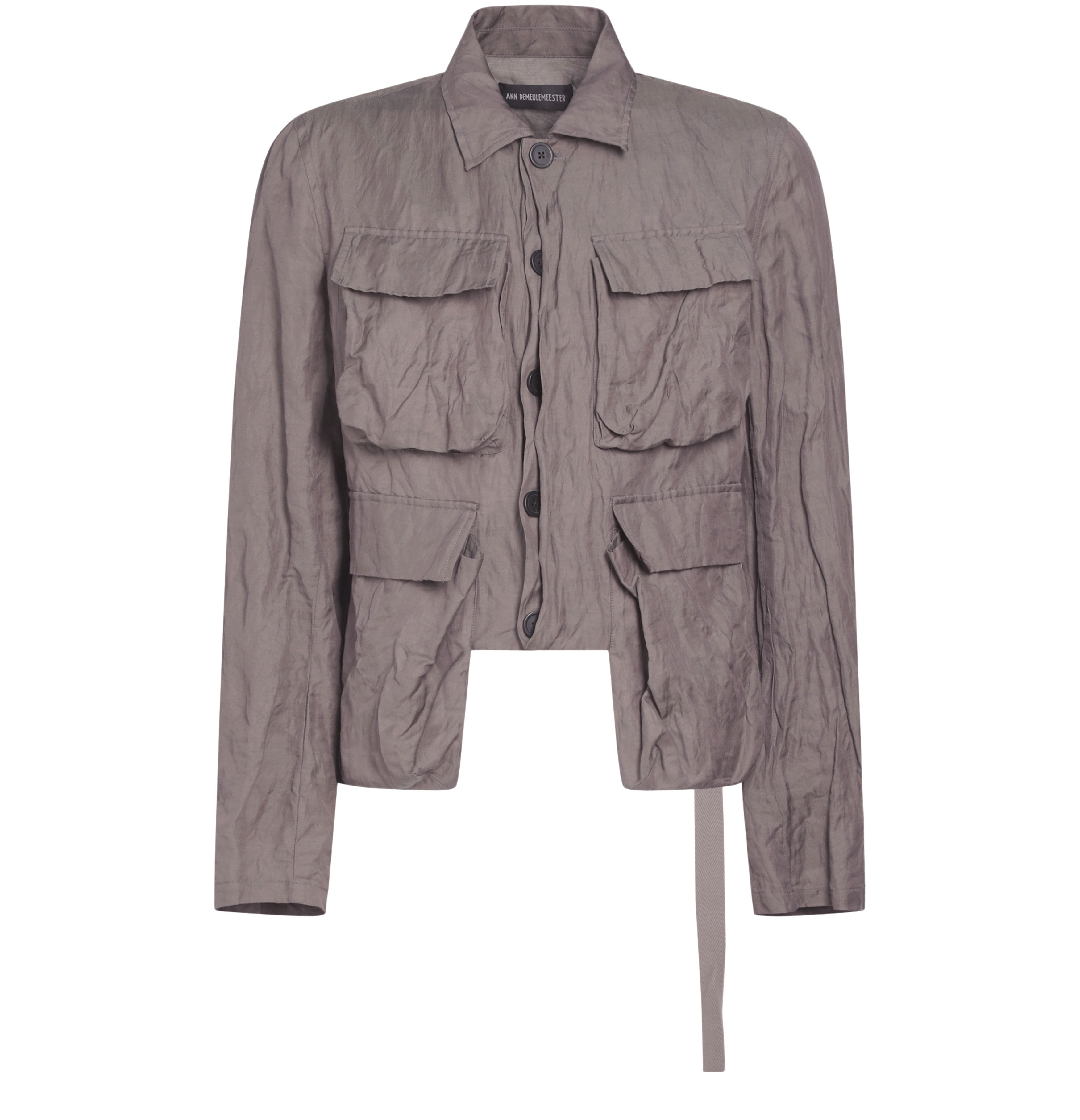 Ann Demeulemeester Silvester ultra light cropped cargo jacket crumple