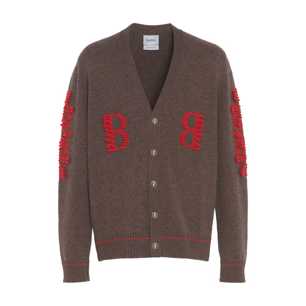 Barrie 3D logo V-neck cashmere cardigan