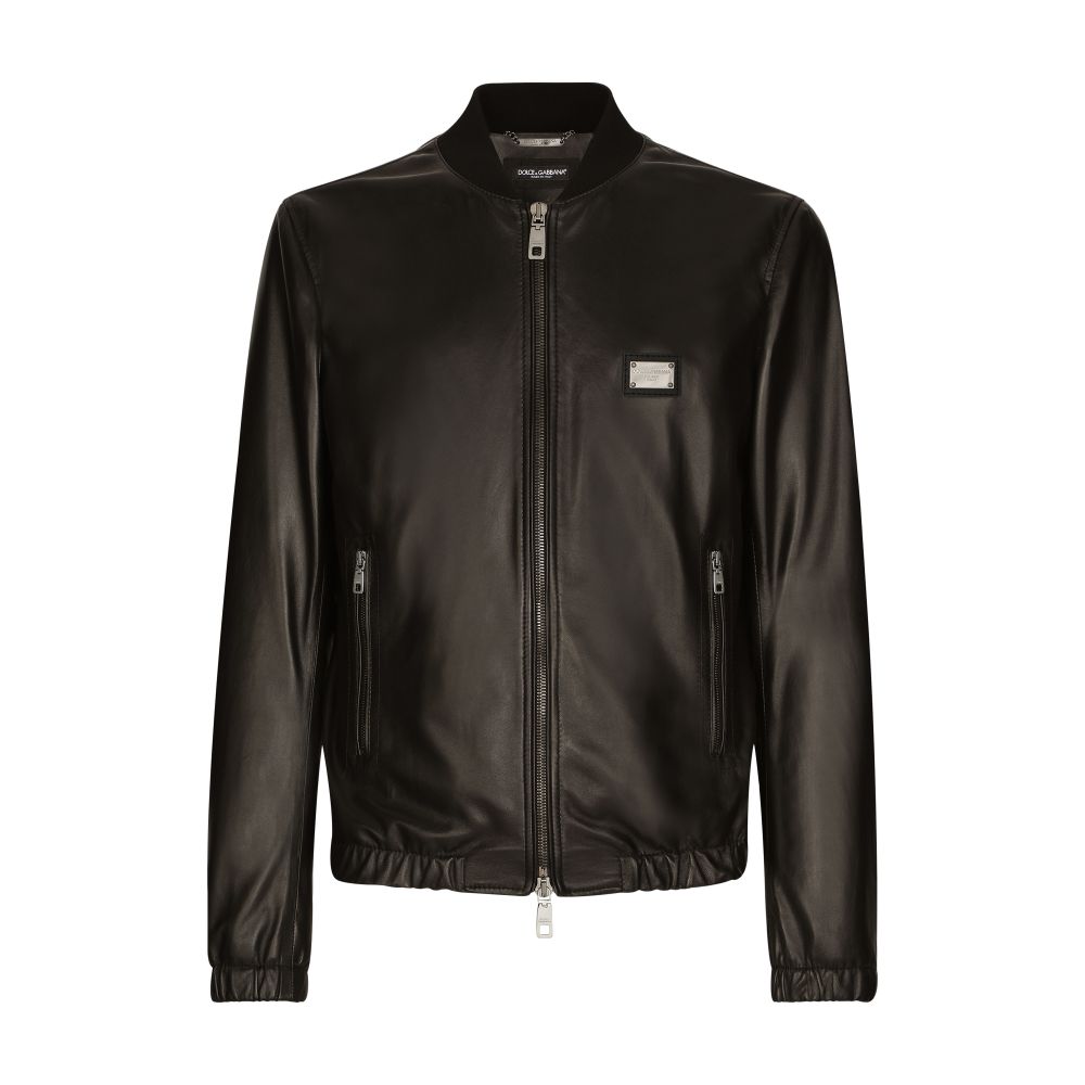 Dolce & Gabbana Leather jacket with branded tag