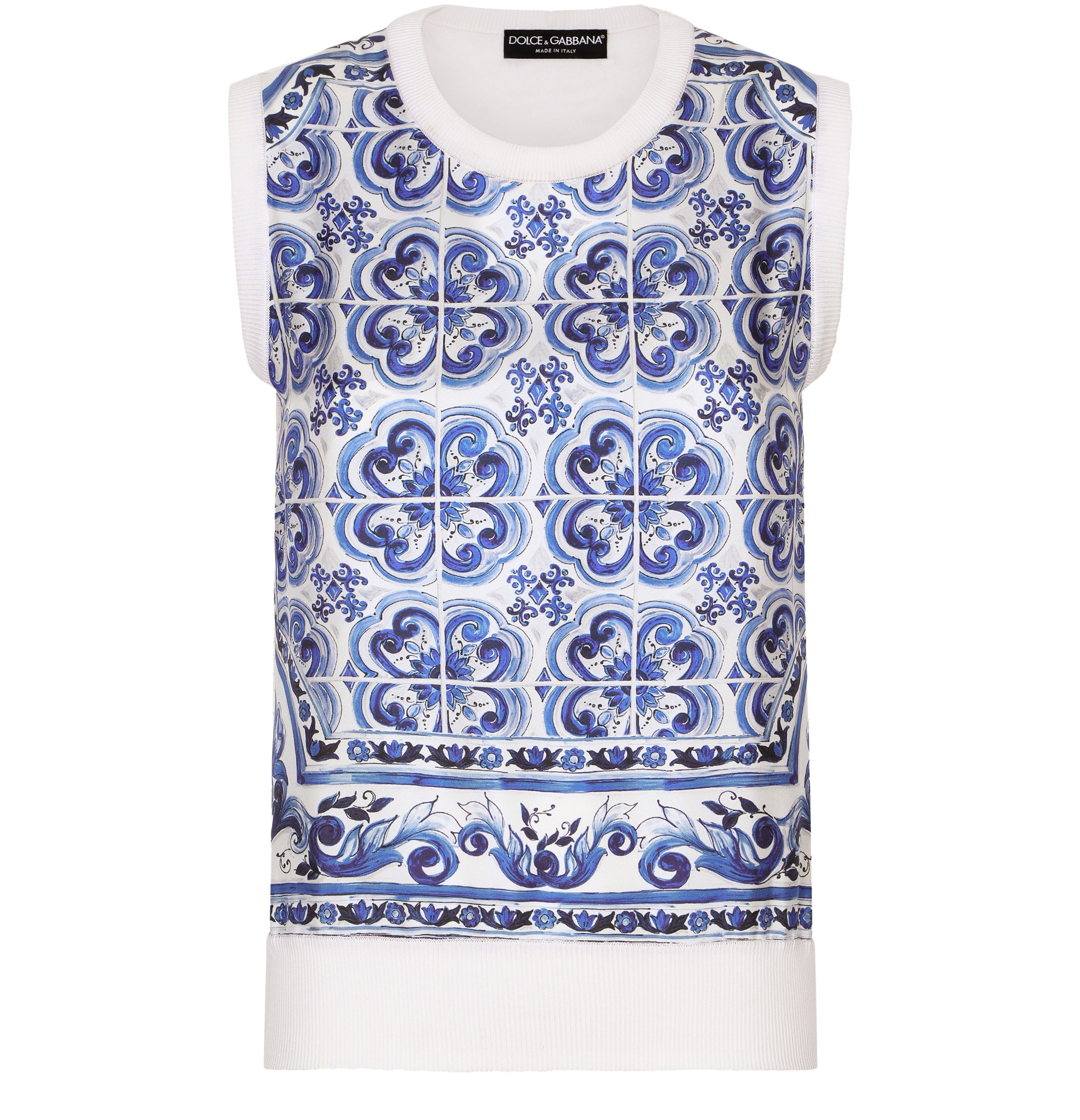 Dolce & Gabbana Sleeveless silk and twill sweater