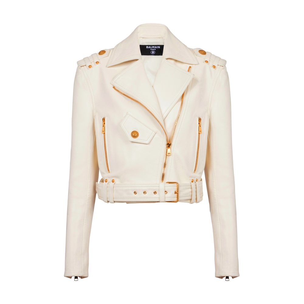 Balmain Zipped Leather Biker Jacket