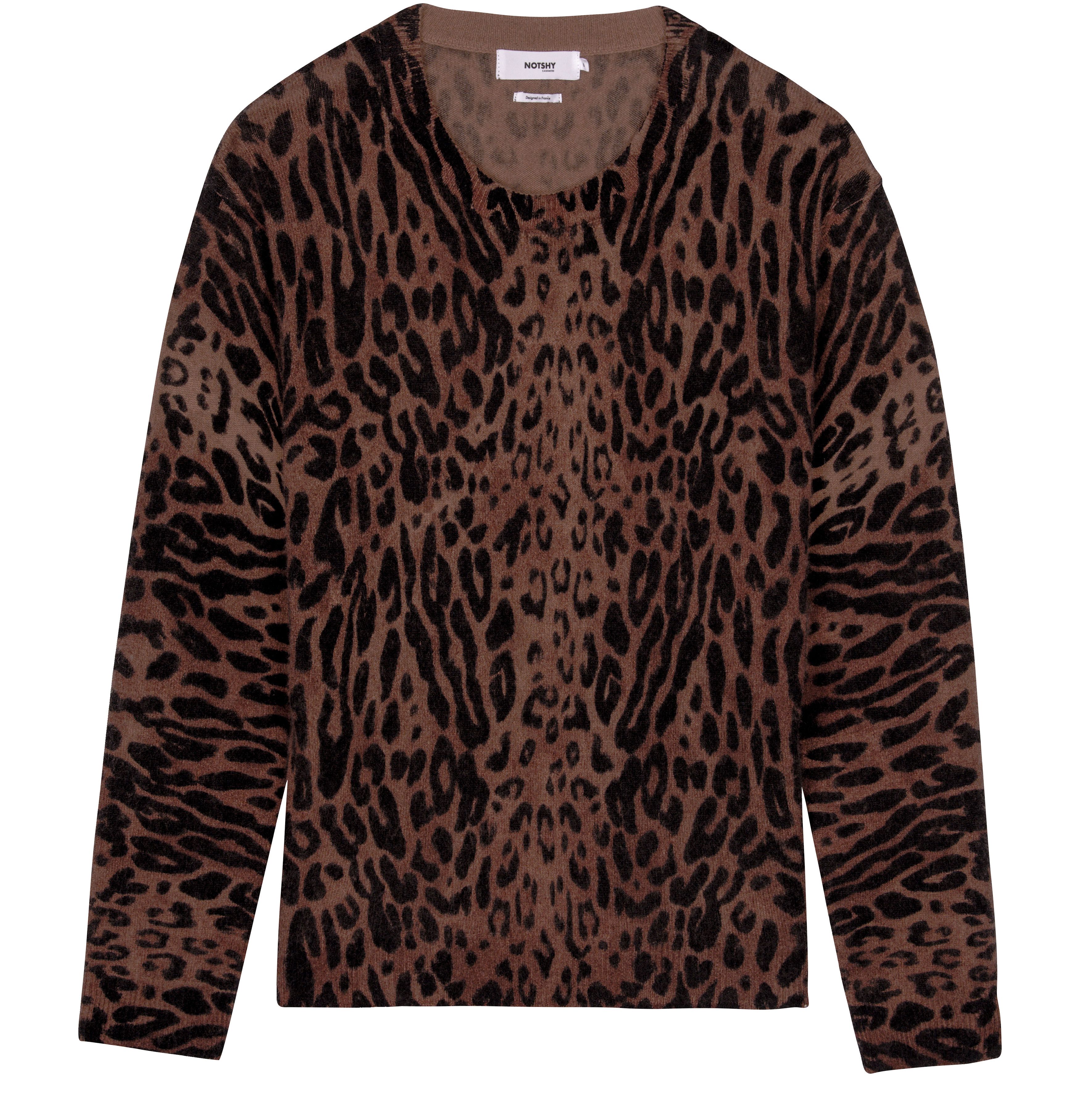  Tia leopard motif cashmere sweater