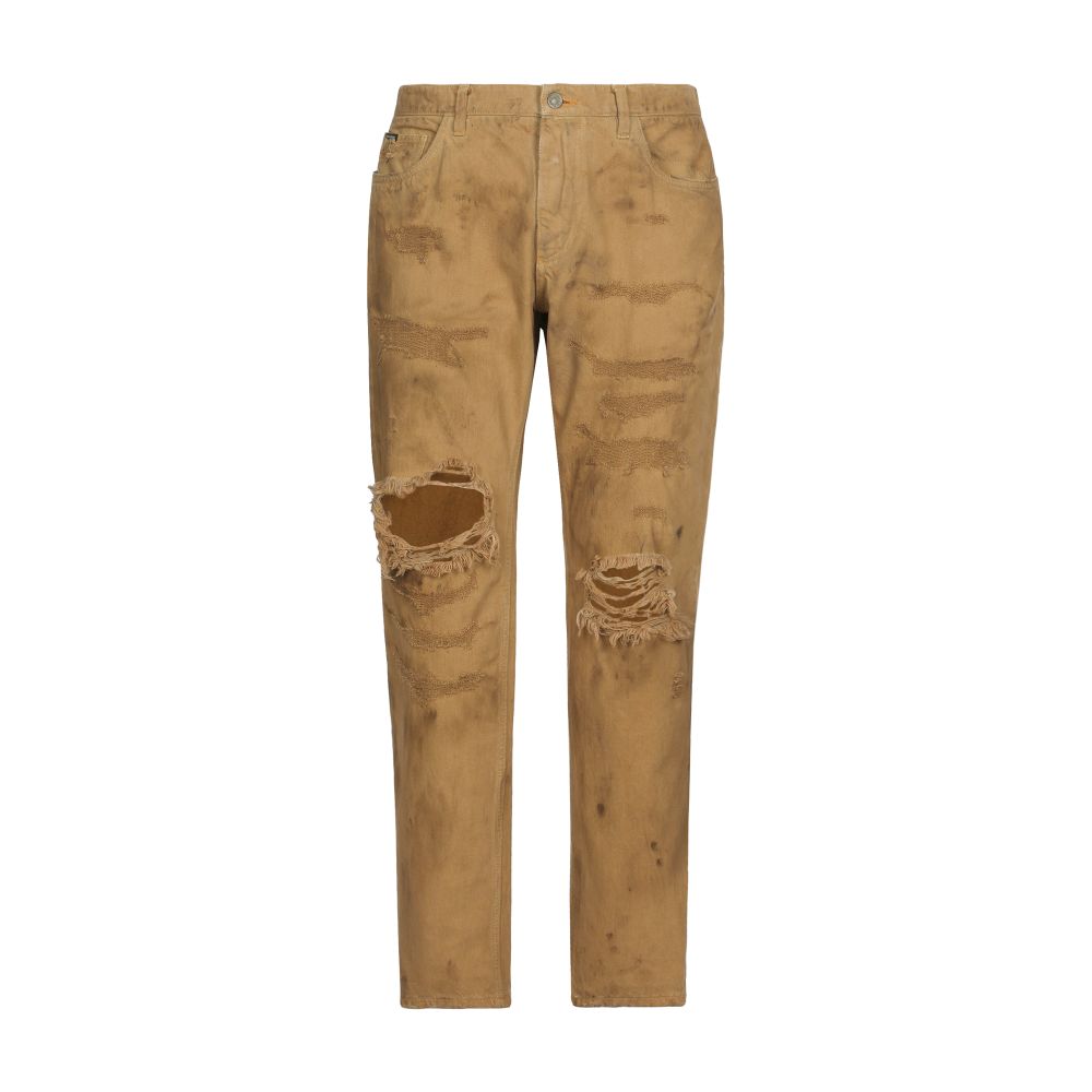 Dolce & Gabbana Loose Stretch Overdye Jeans with Rips