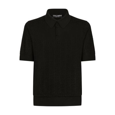 Dolce & Gabbana DG logo silk jacquard polo-shirt