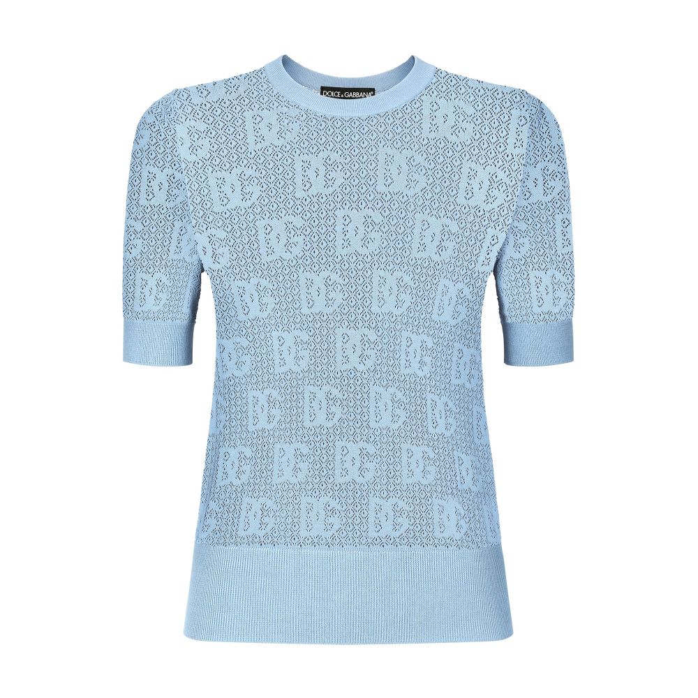 Dolce & Gabbana Lace-stitch viscose sweater with logo