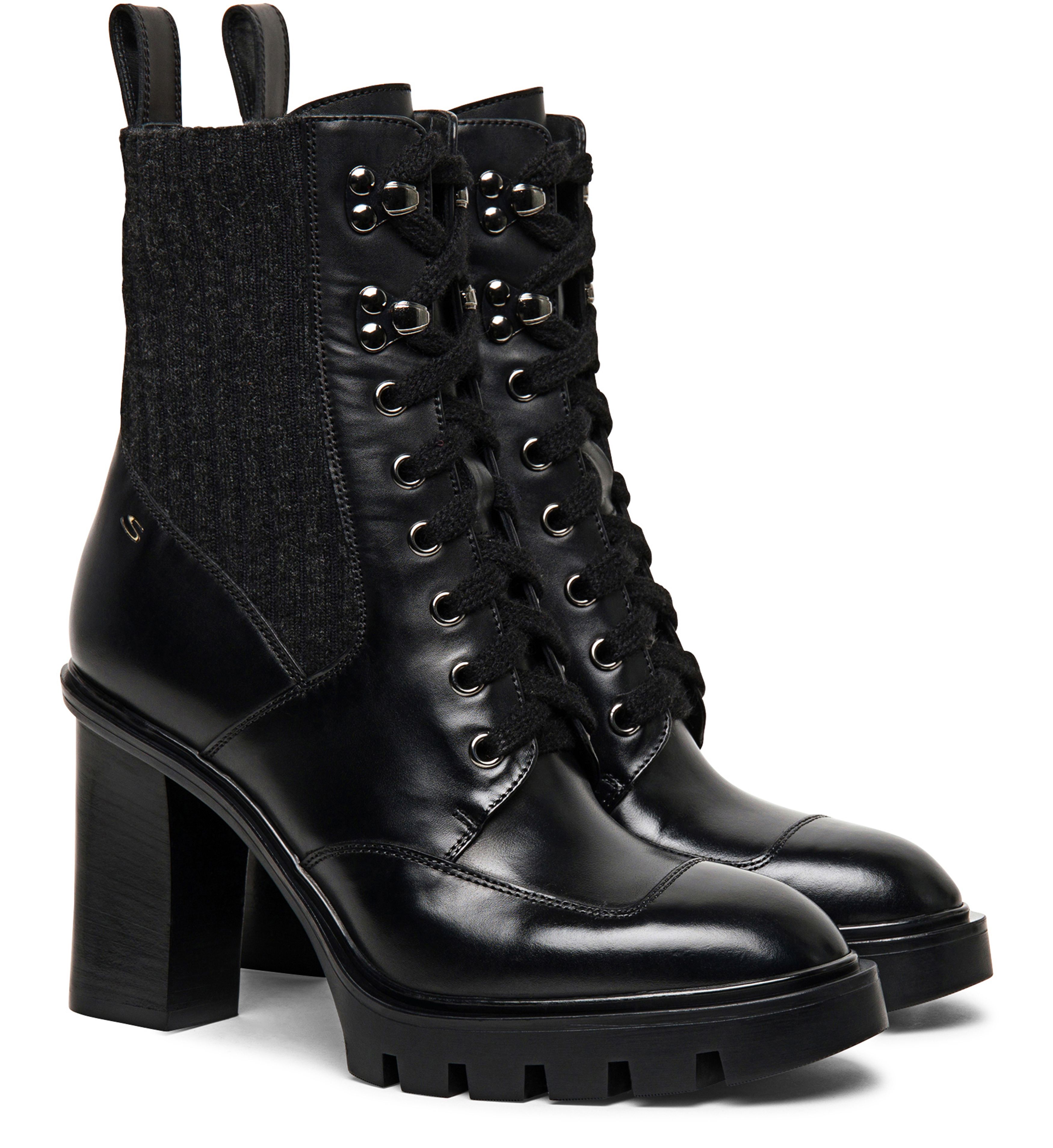 Santoni Leather lace-up ankle boots