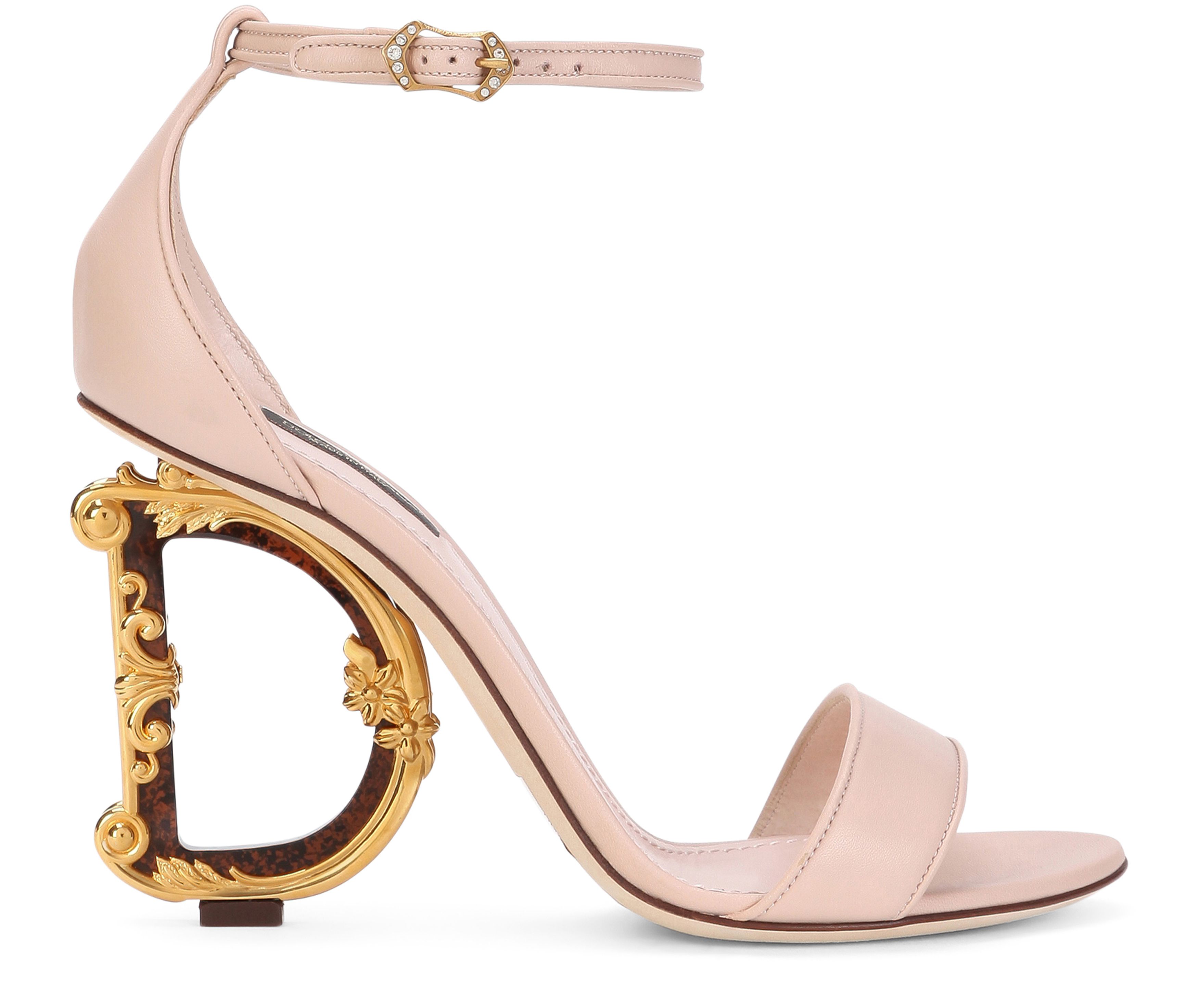 Dolce & Gabbana Nappa leather sandals with baroque D & G heel