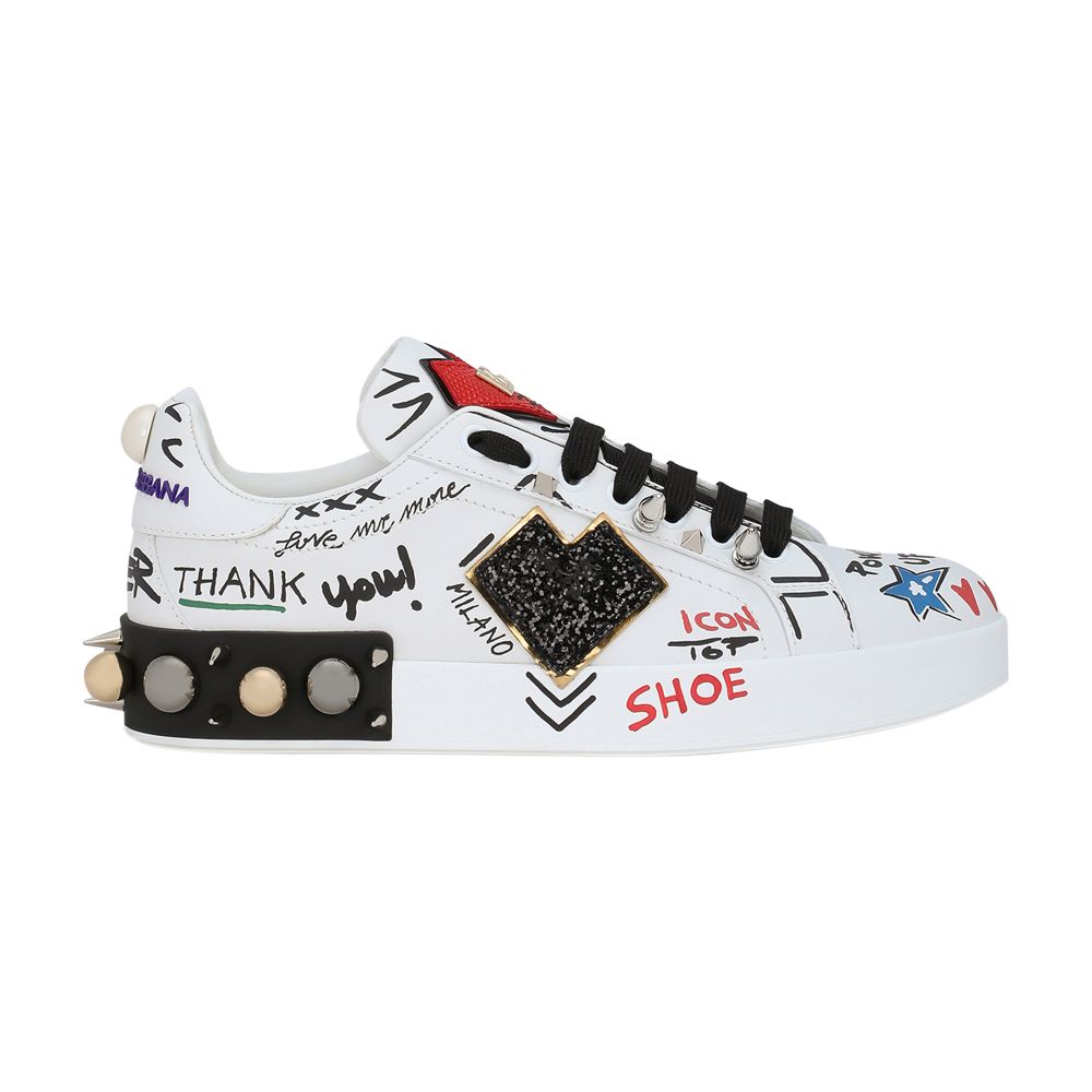 Dolce & Gabbana Printed calfskin Portofino sneakers with patch