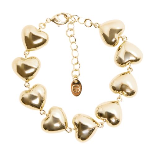  Golden brass heart bracelet