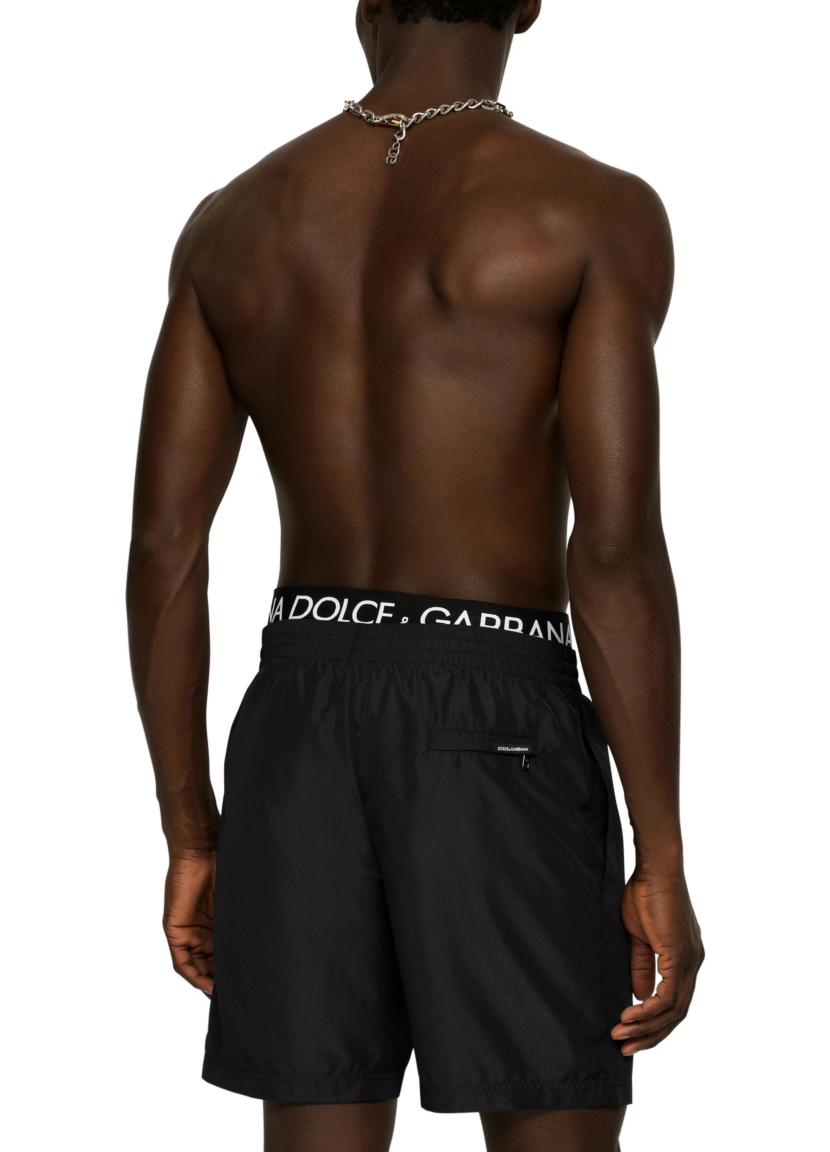 Dolce & Gabbana Mid-Length Swim Trunks with Logo Band