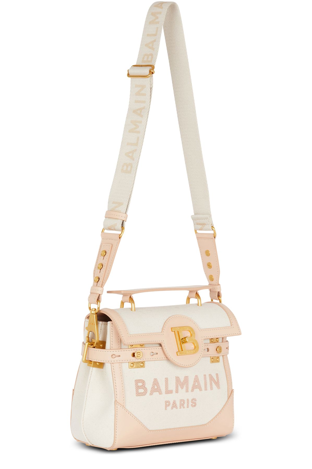 Balmain B-Buzz 23 canvas and leather bag