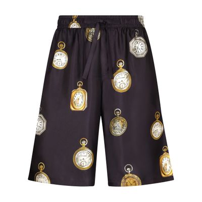 Dolce & Gabbana Watch-print silk jogging shorts