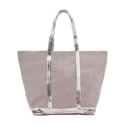  Linen and Sequins Shoulder Strap L Cabas Tote