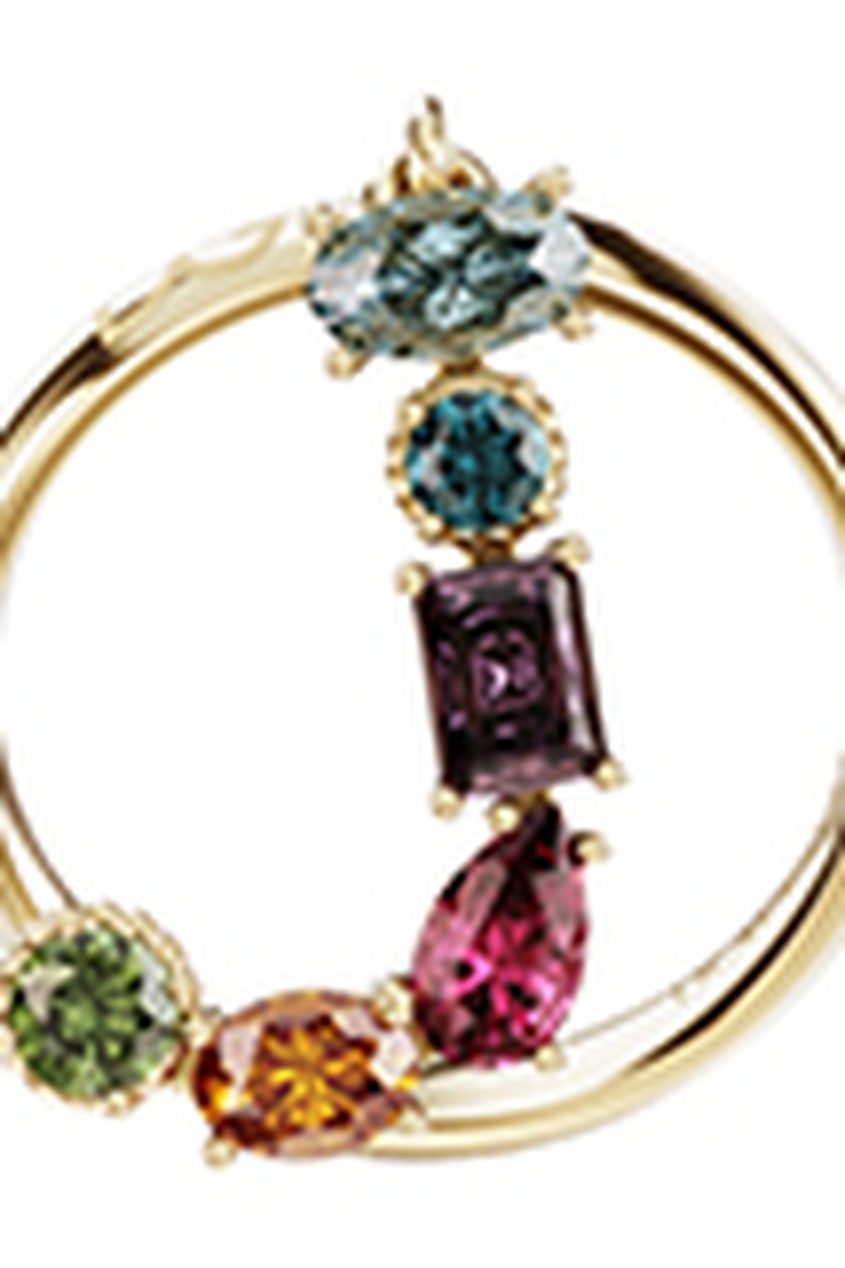 Dolce & Gabbana Rainbow alphabet J ring in yellow gold with multicolor fine gems