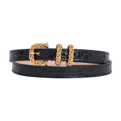 BY FAR Kat Circular Croco Embossed Leather Belt